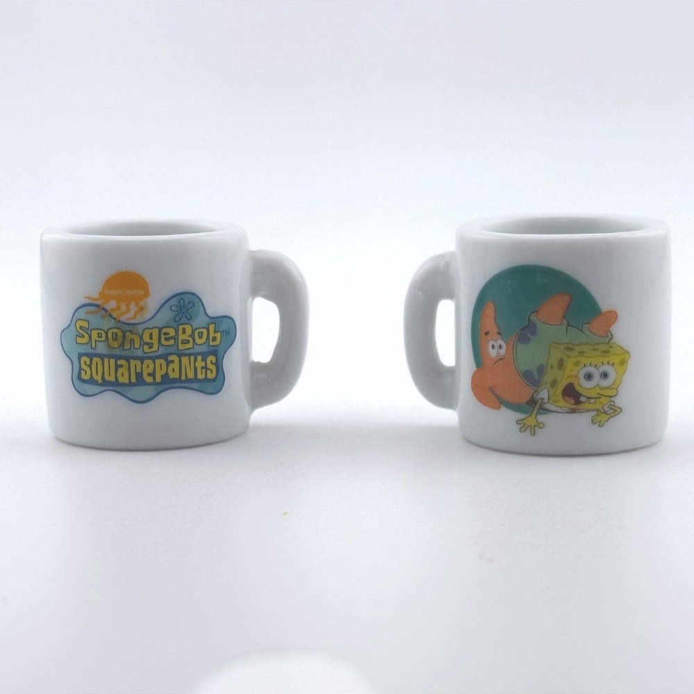 Vintage 2002 SpongeBob SquarePants Miniature Ceramic Mug Set Viacom Nickelodeon